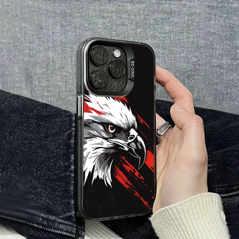 

Eagle pattern design phone case for iPhone 16 15 14 13 12 11 Pro/ Max/Plus shock-proof rear cover anti-fingerprint