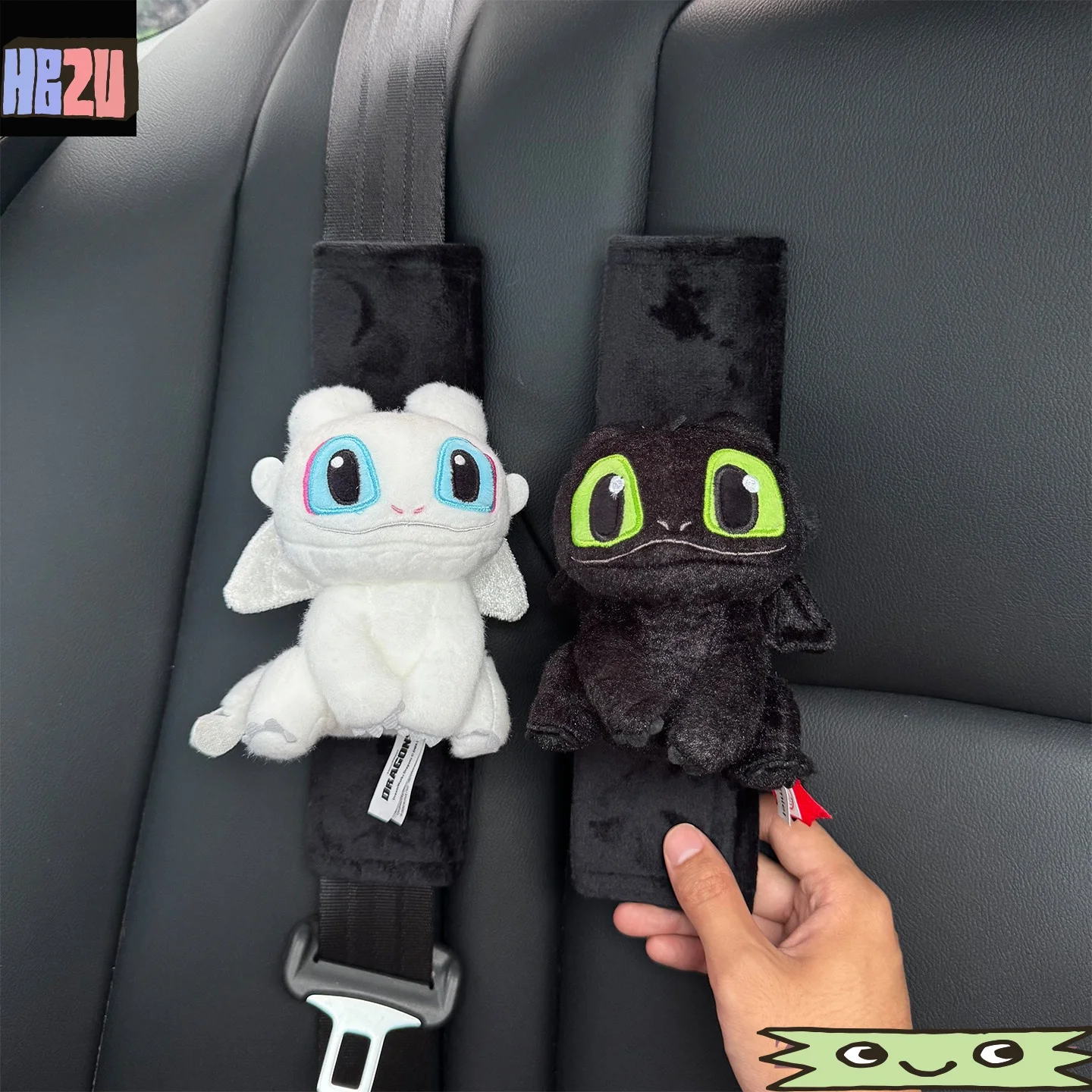 Toothless & Light Fury Plush Car Seatbelt Shoulder Pads Cover, Auto Interior Accessories & Gift