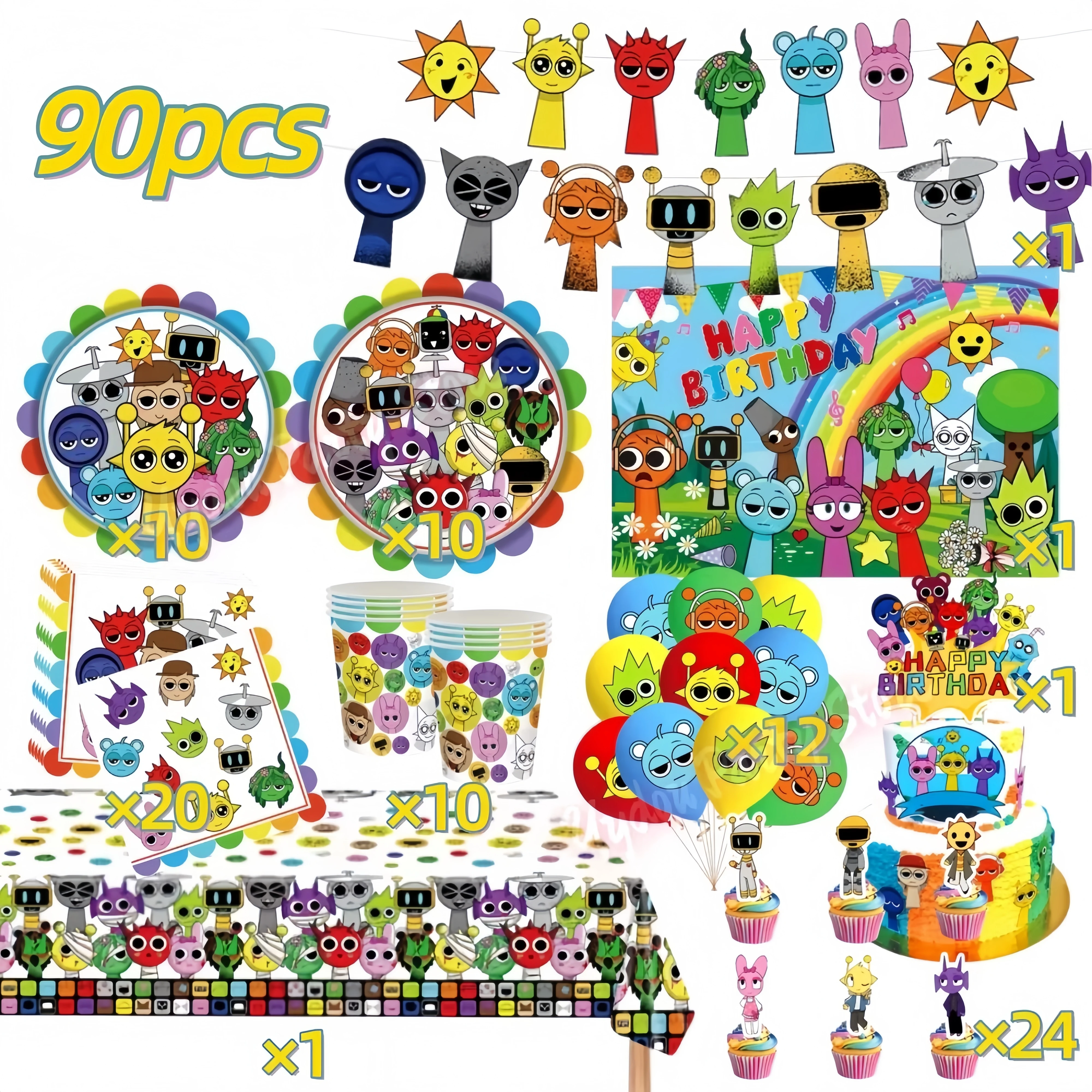Neue Sprunkis Geburtstagsparty-Dekorationen, angesagtes Spiel, Pappbecher, Teller, Banner, Ballons, Aufkleber für Kinder, Babyparty-Geschenke