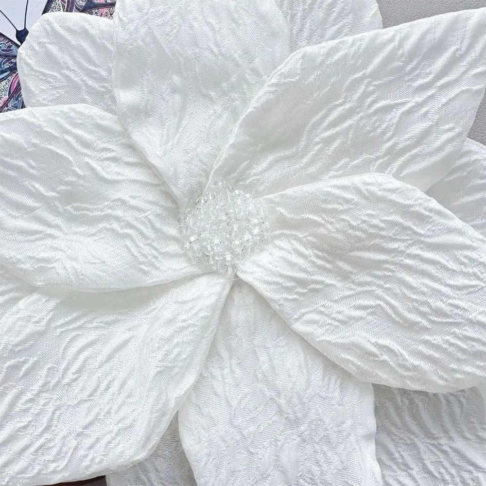 Jewelry Accessories White Brooch Pin Pleated Flower DIY Sew Brooch Applique Nail Beaded Women