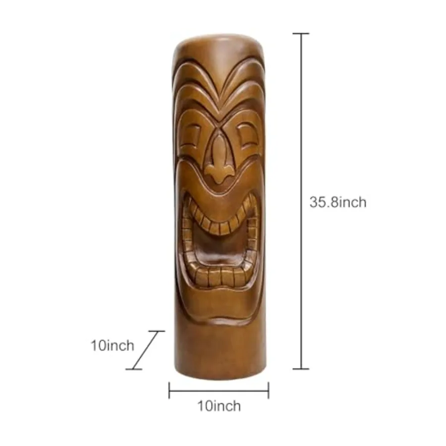 Outdoor Decorative Statues - 35.8H The Grande Tiki God Kanaloa Teeth for Garden, Patio, Backyard, Lawn, House, Office - Concret
