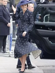 Kate Middleton Princess Zestawy Damskie Nowy Jesienny Wysokiej Jakości Płaszcz Kurtka Top Seksowna Syrenka Pół Spódnica Vintage Szykowny Dwuczęściowy Zestaw