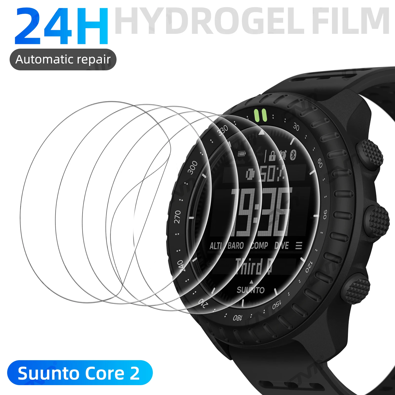 Hydrogel Film for Suunto Core 2 Screen Protector Anti-scratch, HD Full Coverage Protective Film Accessories (Not Glass)