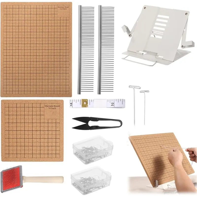 

Fresh For Braiding Cording Creating Macrame Board Set-107PCS, Includes 12X16/8X8 Inch Boards, Adjustable Holder With T Pins Doub