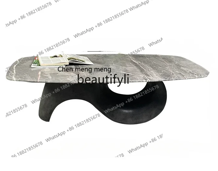 

P178 Итальянский минималистичный мраморный журнальный столик в виде улитки для гостиной, современный FRP, цементный чайный столик для встреч, дома