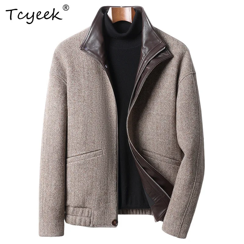 Tcyeek 94% Wool Coat Men's Autumn Winter Warm Clothes Double-sided Woolen Jacket for Men Casual Fashion Wool Coats Abrigo Hombre