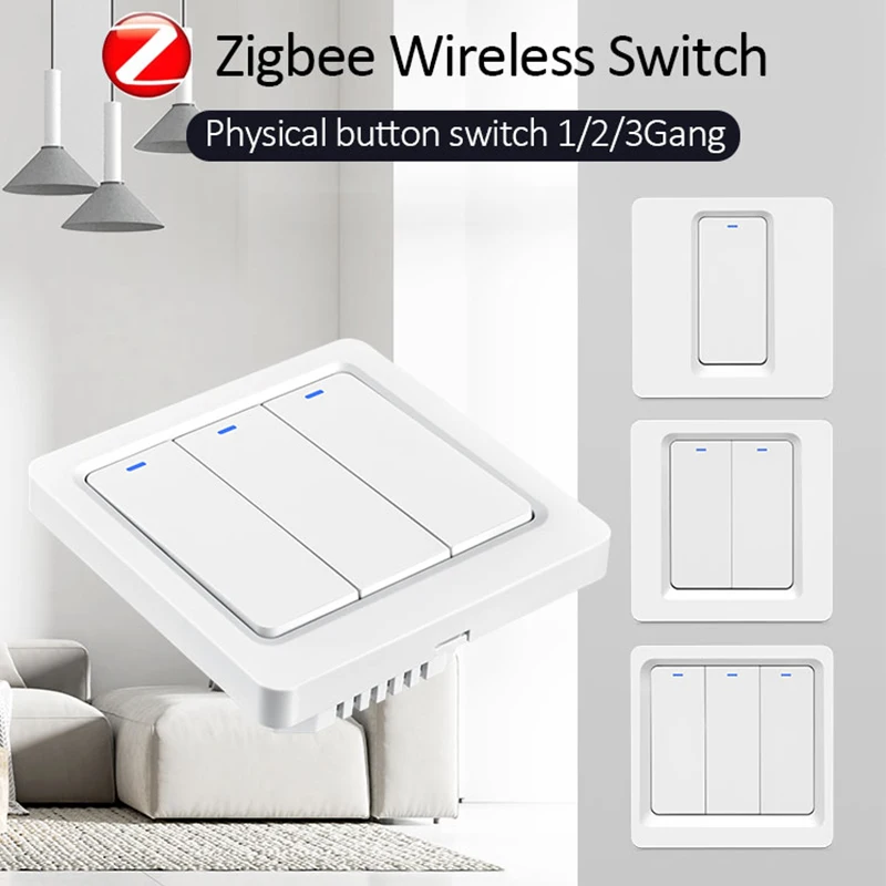 Tuya ZigBee Smart Switch EU 1/2/3 Gang Switch Push Button Controller Works With Smart Life App ZigBee Gateway Need Neutral Wire