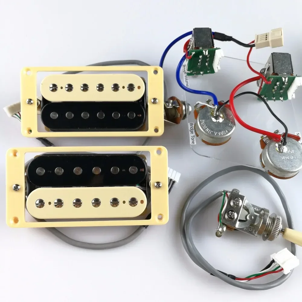 

Zebra Humbucker Pickup Set for Electric Guitar Standard ProBucker Alnico with pro Wiring Harness Enhanced Sound Quality