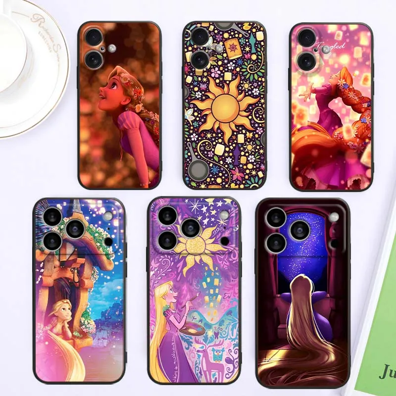 

Le Pei Tangled Disney Cover For Apple iPhone 17 16 16E 15 14 13 12 11 Pro Max Plus Black Soft Silicone
