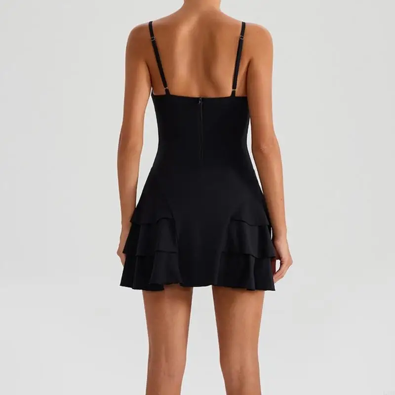 

L38E Модное платье без рукавов с рюшами из легкого нейлона для женщин