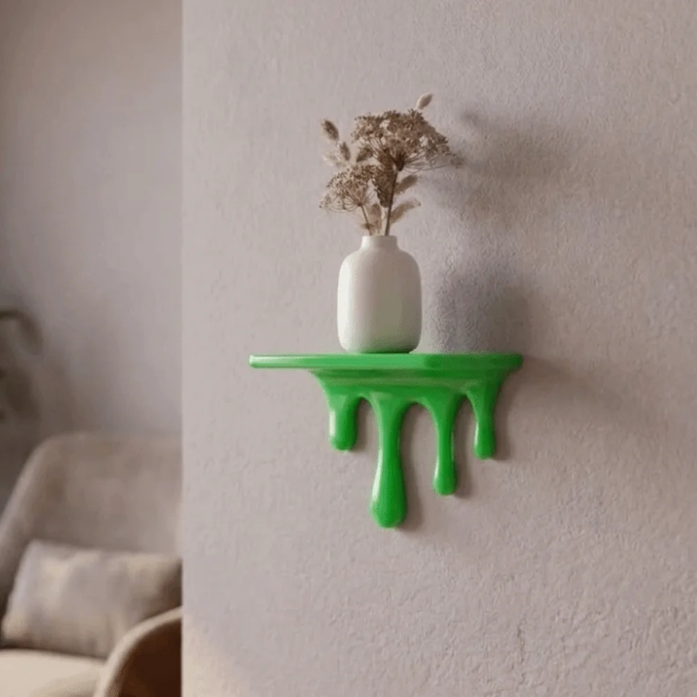 3D Printed Drip Floating Shelf Plastic Stable Melting Wall Shelf Wall-Mounted Irregular Shape Wall Storage Rack Living Room