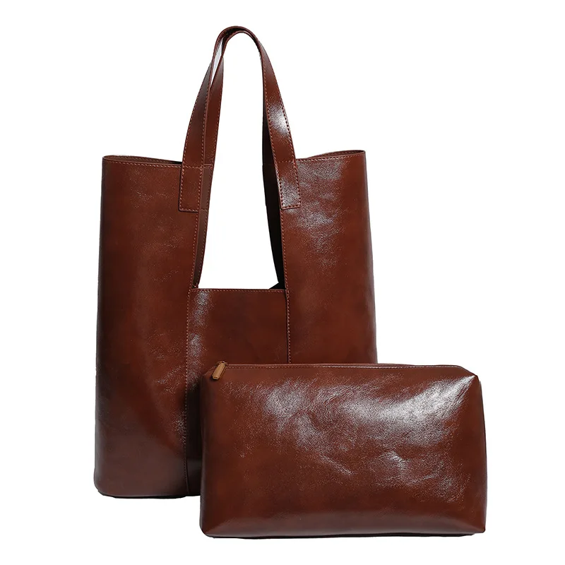 حقيبة مائلة للنساء ذات سعة كبيرة حقيبة كتف نسائية راقية من الجلد الزيتي محمولة باليد متعددة الاستخدامات حقيبة حمل كلاسيكية