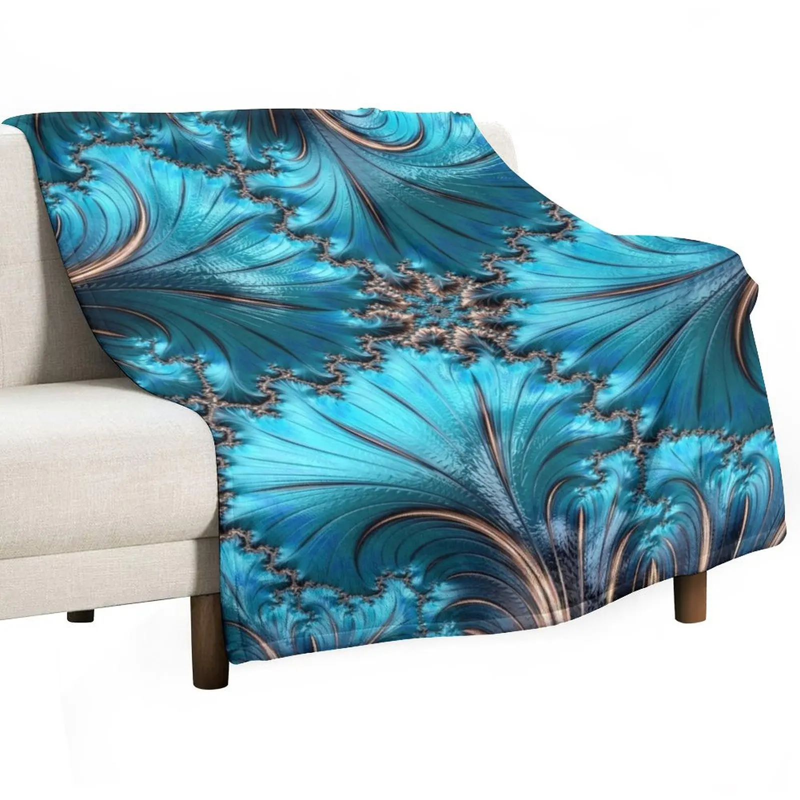 Elegant Copper and Teal Fractal Twenty-Two Throw Blanket Bed Fashionable Thin Blankets