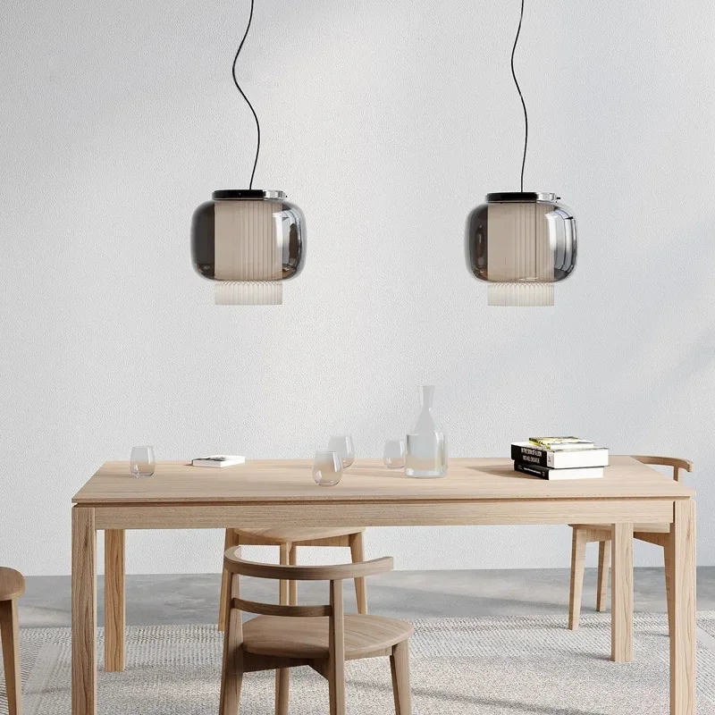 

SANDYHA Nordic Glass Pendant Light Modern Living Room Dining Table Chandelier Home Decoration Lantern Design Warm Lighting
