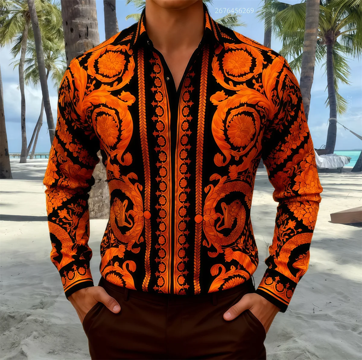 Camisa de lujo de 14 colores para hombre, camisa clásica de manga larga de negocios de alta gama, camisa estampada de alta definición, envío rápido.