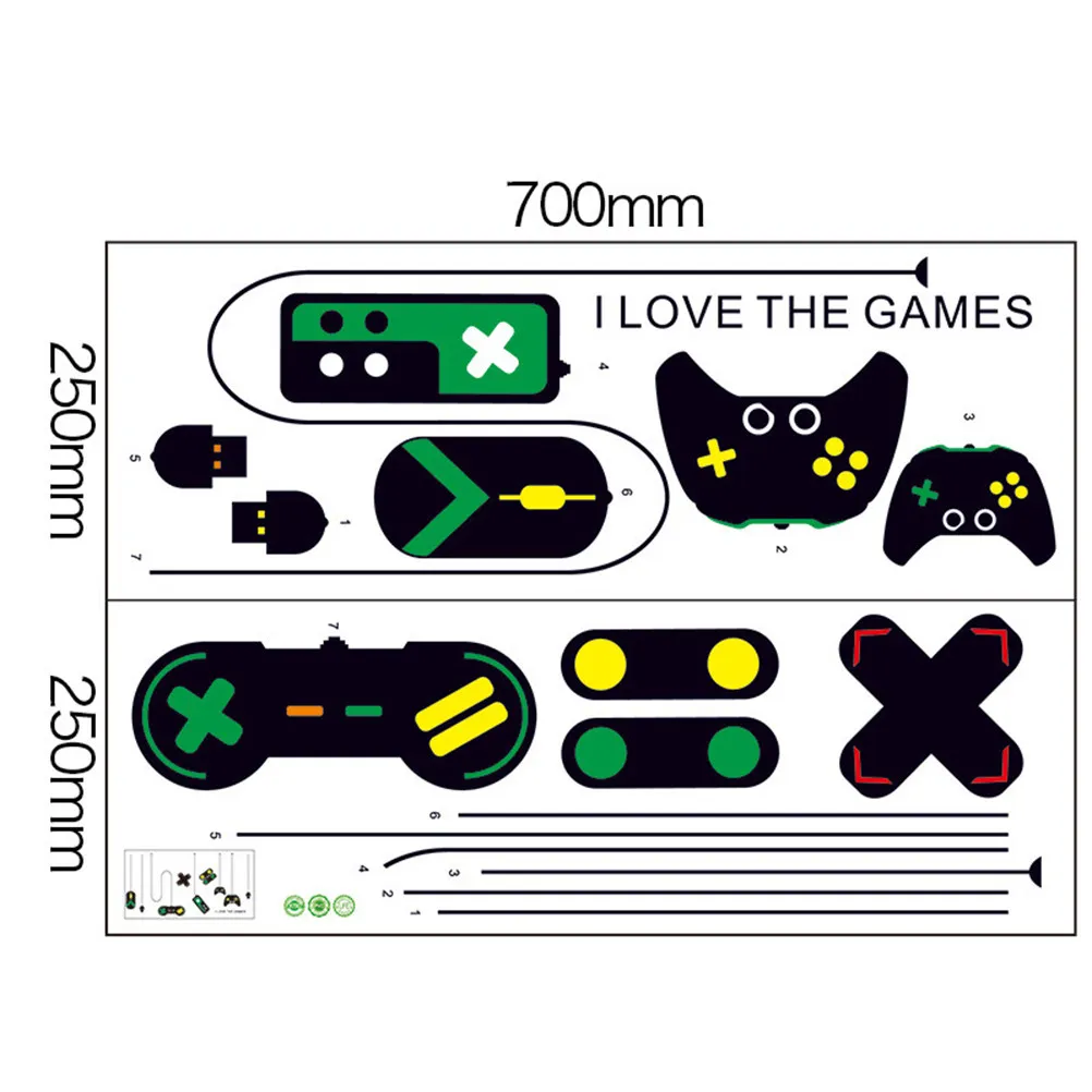 2Pcs Gamepad Wall Decals Kids Room Sticker Set for Boys Bedroom Living Room Decoration Cool Peaceful Home Interior Wall Art