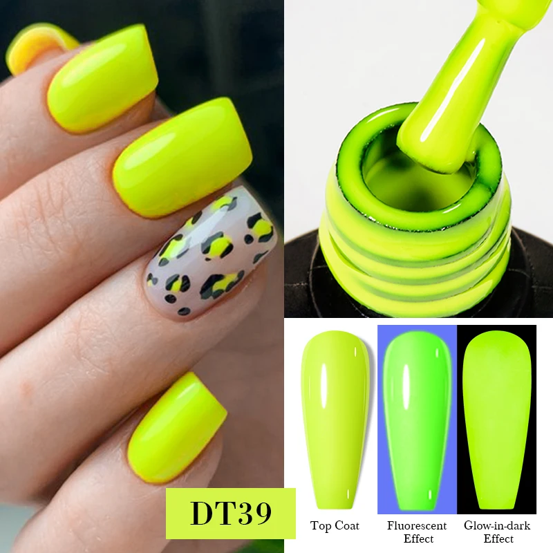 

MEET ACROSS 7ml Yellow Purple Luminous Gel Nail Polish Fluorescent Glow In Dark Semi Permanent Soak Off UV Gel Varnish Nails Art