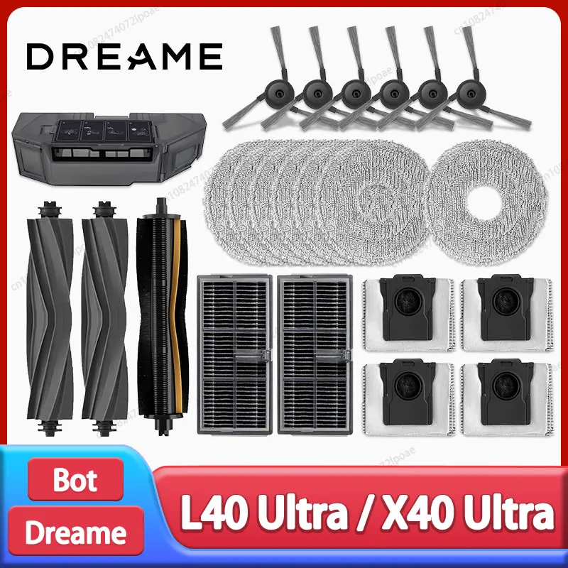 Dreame L40 Ultra / X40 Ultra Vacuum Cleaner Replacement Accessories Main Side Brush HEPA Filter Mop Cloths Dust Bag Spare Parts