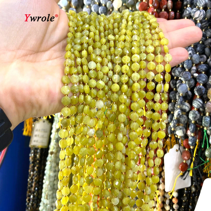6mm Faceted Rondelle Natural Stone Lemon Jade Loose Spacer Beads for Jewelry Making Diy Bracelets Charms Accessories 15''