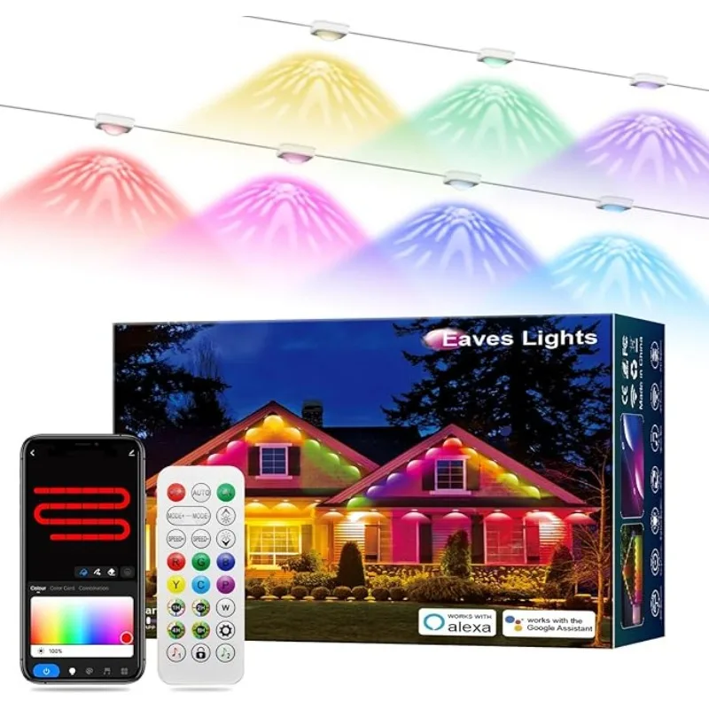 Permanent Outdoor Lights IP67 Waterproof Smart LED Starry Eaves Lights with App/Remote Control with LED Lights