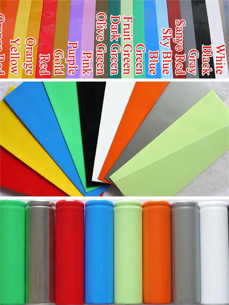 18650 Battery Wrap 29.5mm x 72mm PVC Heat Shrink Tube Battery Film Tape Precut Cover Sleeve Protector Multiple Color