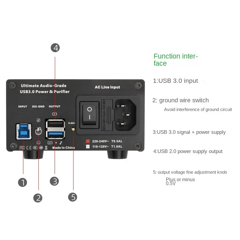 LHY Audio USB3.0 HiFi Purifier Balance Signal Filtering Noise Built-in 25W Fever DC Linear Power Supply