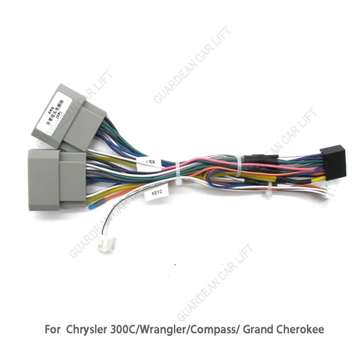 Imagen 2 del producto Cable de cableado de Radio para coche, adaptador de arnés de 16 pines con enchufe de cámara trasera CANBUS para Chrysler 300C/Wrangler/Compass/ Grand Cherokee