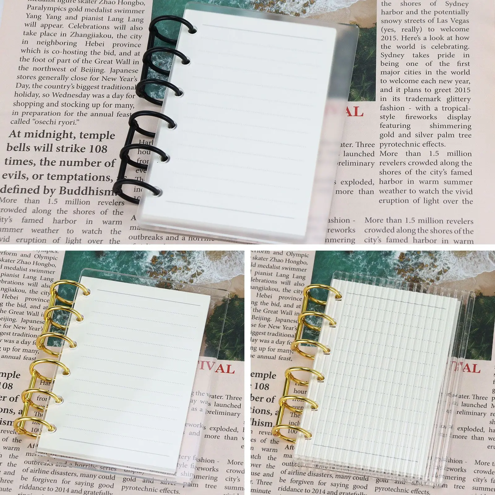 A7 transparent twill binder acrylic transparent shell 6-hole detachable shell notebook coil binder replacement core