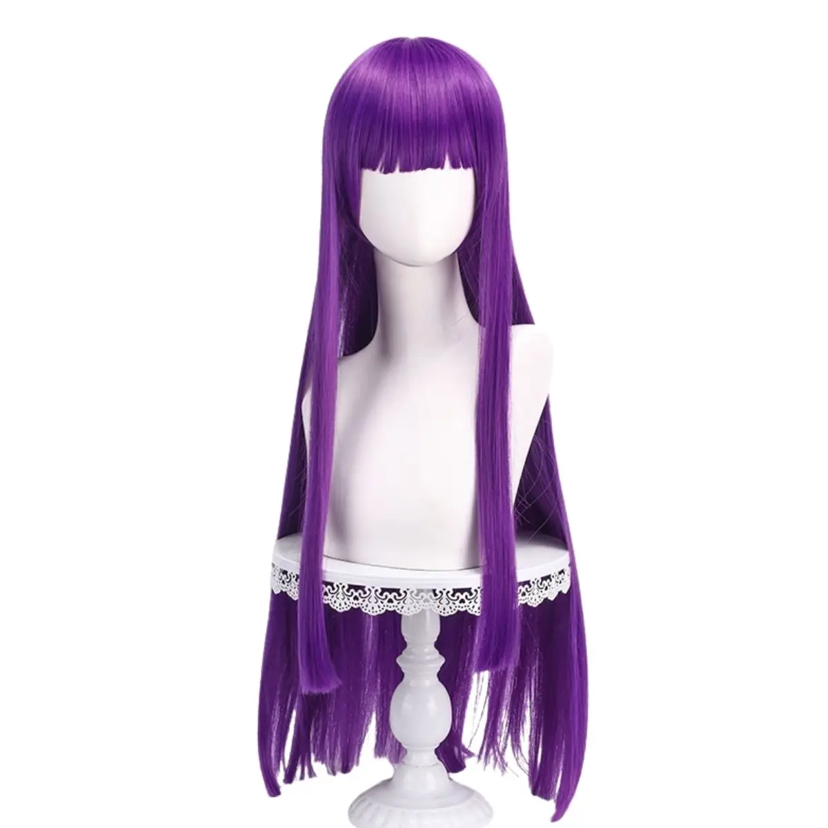 Purple animation plays the wig synthetic princess cut long straight hair with bangs for women daily cosplay costume party gifts