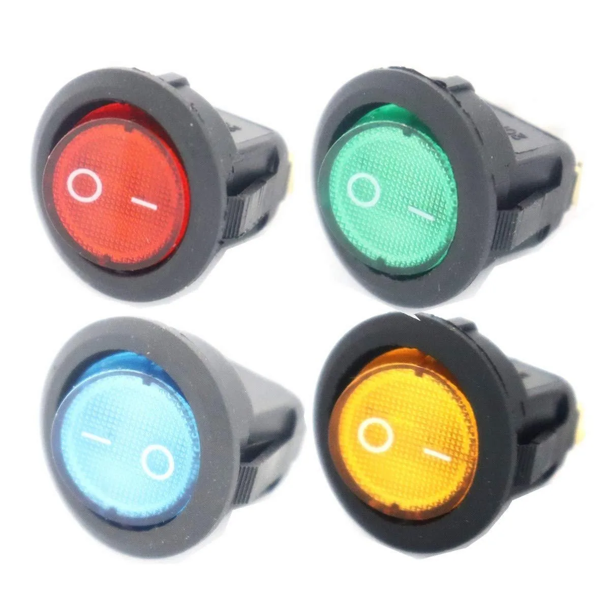 

4Pcs 12V 20A Waterproof round Rocker Switch LED Lighted Toggle 3 Pins On-Off Car Truck RV Rocker Switch