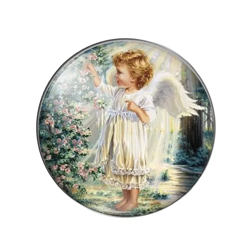 New Vintage Cute Angel Baby Paintings 10pcs 12mm/18mm/20mm/25mm Round photo demo glass cabochon flat back Making findings