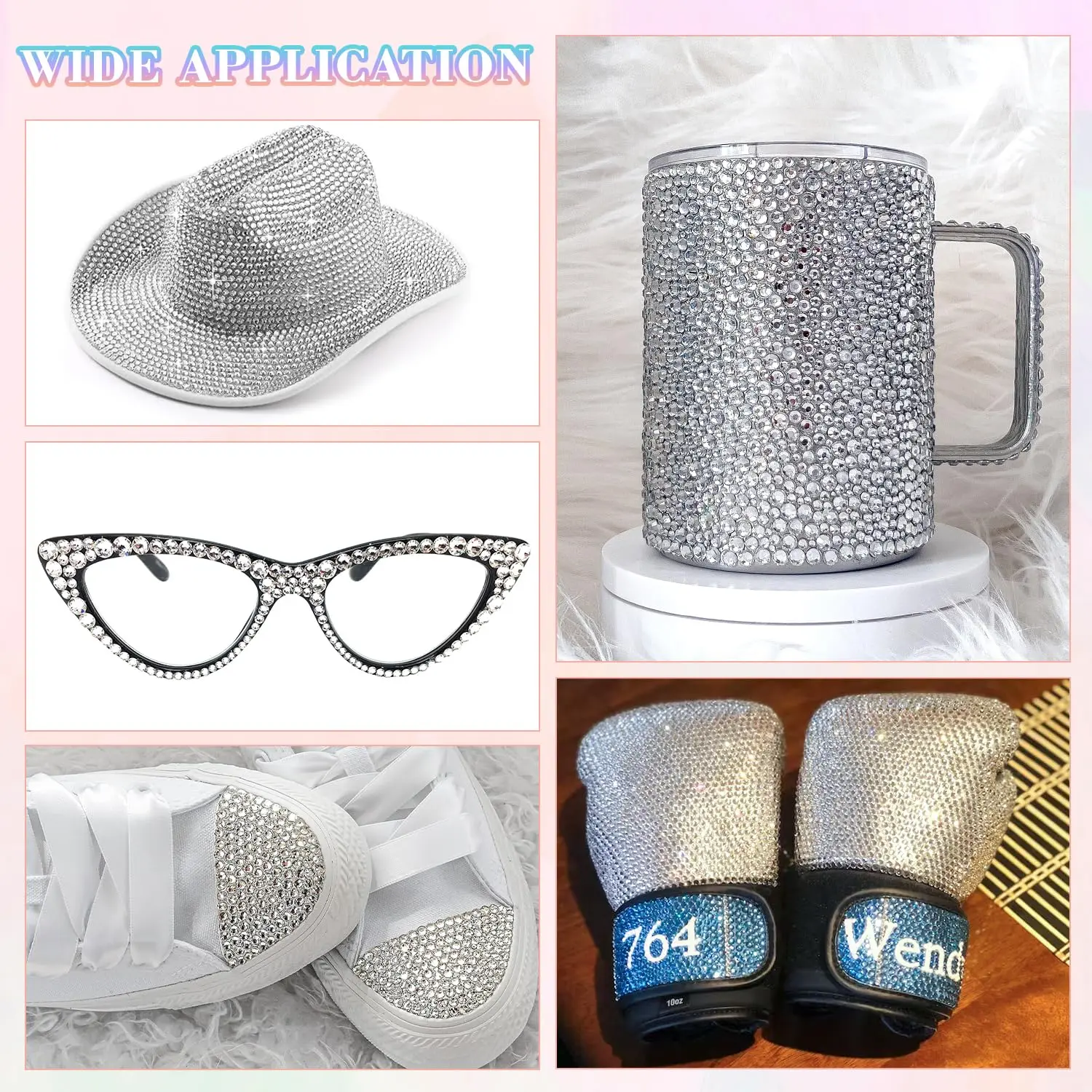 Szklane koraliki, kamienie, diamenty do makijażu oczu, dekoracji paznokci, biżuterii, akcesoriów, rękodzieła, ubrań, butów, DIY