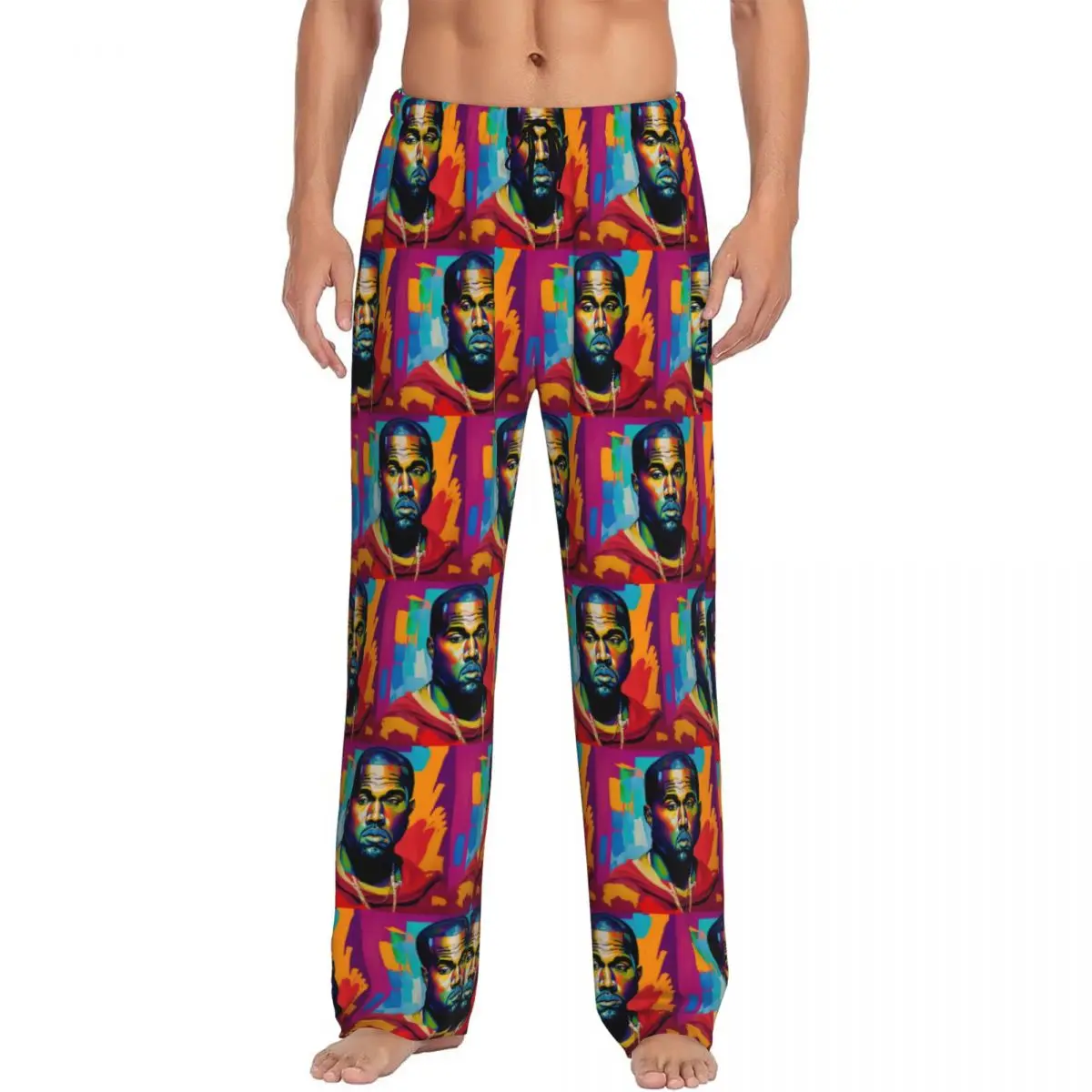 

Custom Kanye West Pajama Pants Men Cool Rapper Sleepwear Lounge Sleep Bottoms Stretch with Pockets