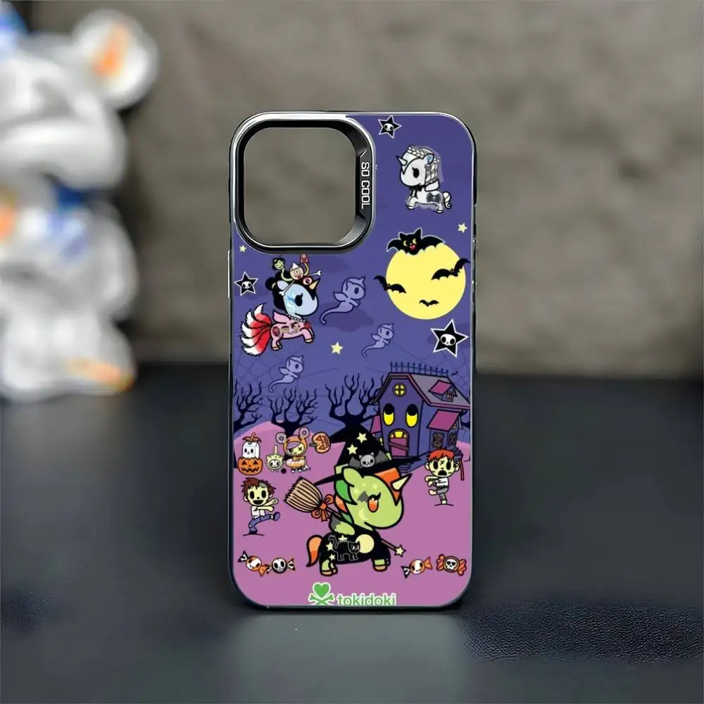 اليابان الكرتون T-Tokidokis جراب هاتف آيفون 17,16,15,14,13,12,11 زائد ، برو ماكس الأسود ماتي غطاء مقاوم للصدمات