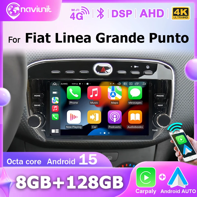 Brezžični CarPlay avtoradio za Fiat s GPS in Bluetooth