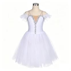 Mädchen Ballett Tutu Kleid Gymnastik Trikot Weiß Lange Ballett Kleider Mädchen Prinzessin Ballerina Tanz Kostüm Geburtstag Party Kleid