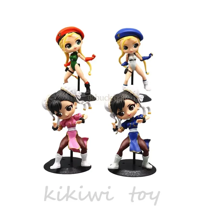 4szt Anime Street Fighter Figurka Cammy White Chun Li Action Figure Figuirne Statue Model Doll Collectible Ornament Toys Gifts