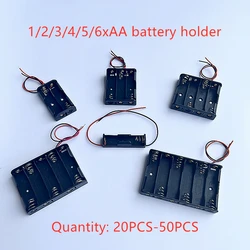 20-50PCS AA Size Battery Box Storage Case AA LR6 HR6 Power Bank Cases Battery Holder Container 1X 2X 3X 4X 5X 6X With Wire Lead