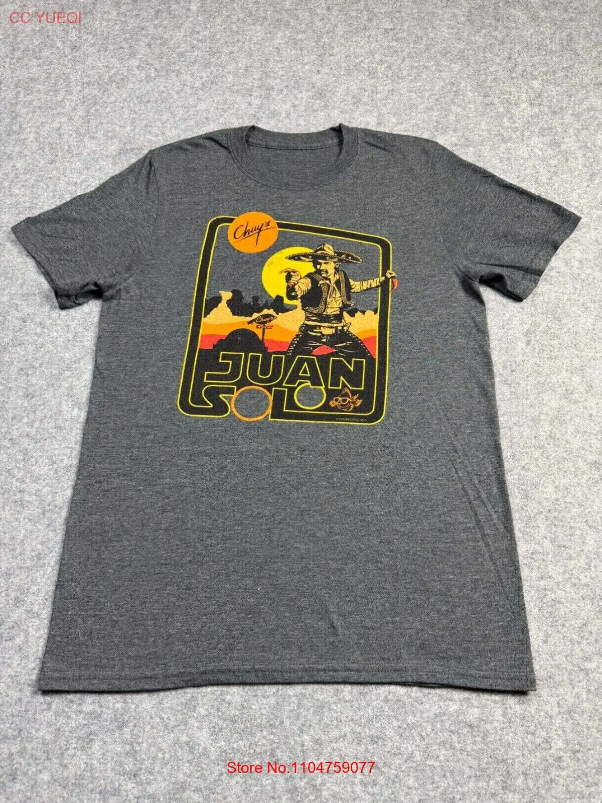 Chuy's TexMex Taco Queso The Flavor Awakens Juan Solo empleado PEQUEÑO gris camiseta vintage lavado versátil elegante ligeramente