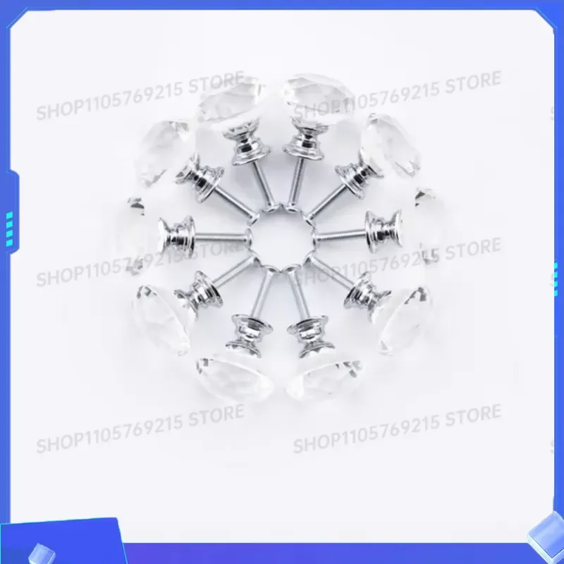 10Pcs Set 30mm Diamond Shape Crystal Glass Knobs Cabinet Door Drawer Pulls Handles for Kitchen Cupboard Wardrobe Hardware