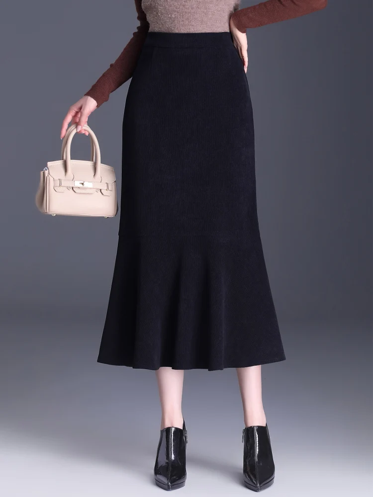 

SUCH AS SU High Quality Womens Black Coffee Green Office Work Mermaid Skirt Ladies High Waist Sexy Slim Hip S-3XL Size Skirts