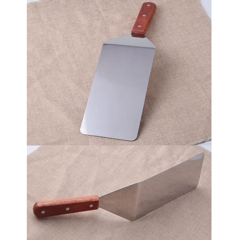 

Stainless Steel Steak Shovel Baking Tool Pancake Turner BBQ Spatula Chocolate Spreader Easy Clean Wooden H
