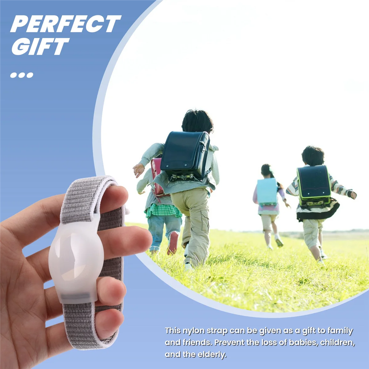 سوار معصم A55TKid متوافق مع Apple AirTag، حافظة واقية لحامل جهاز تعقب GPS Air Tag مع سوار من النايلون H