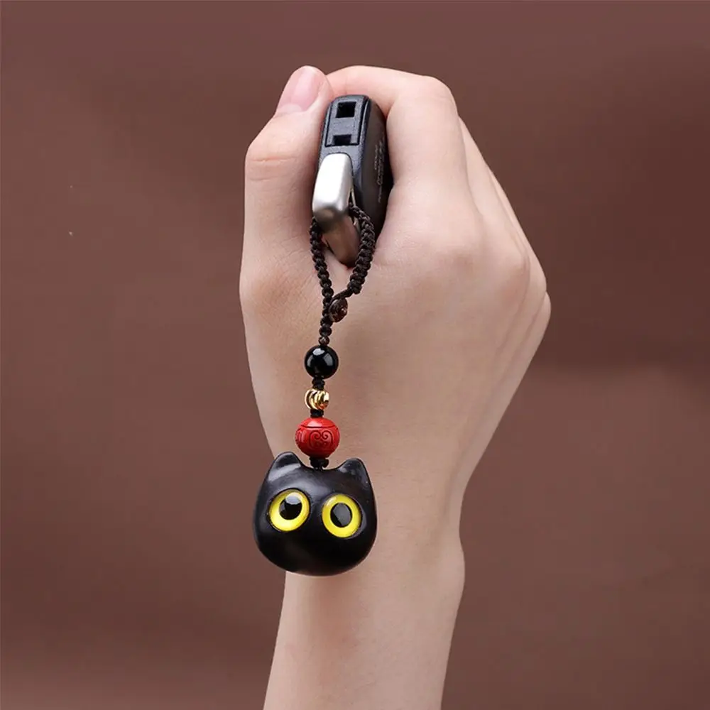 

Chinese Style Pendant Decoration Car Key Charms Lucky Cat Pendant Sandalwood Key Chain Mobile Phone Ring Key Chain Strap