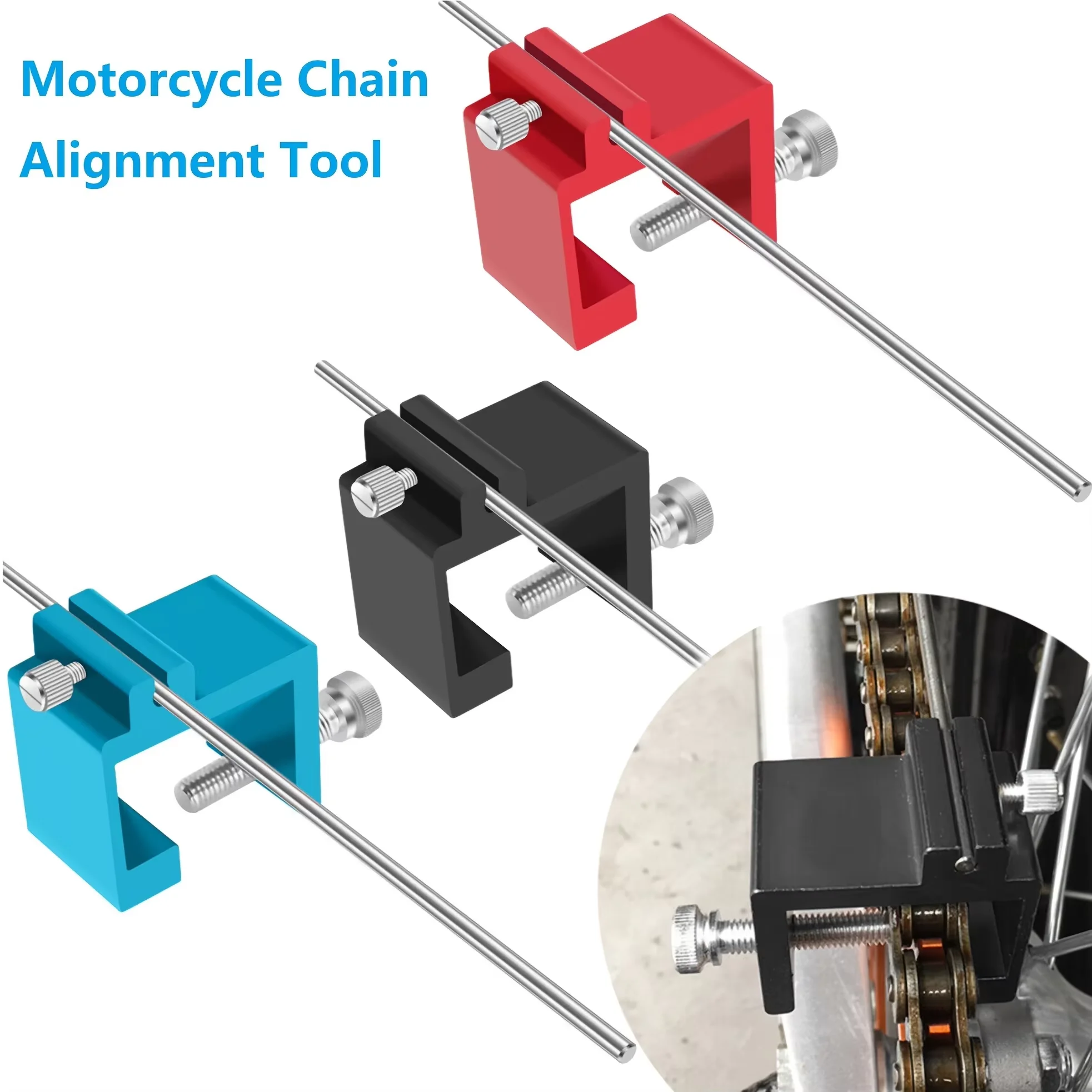 Ferramenta Universal de Alinhamento de Corrente para Motocicletas, Kit de Reparo e Ajuste de Pinhão para Manutenção de Correntes