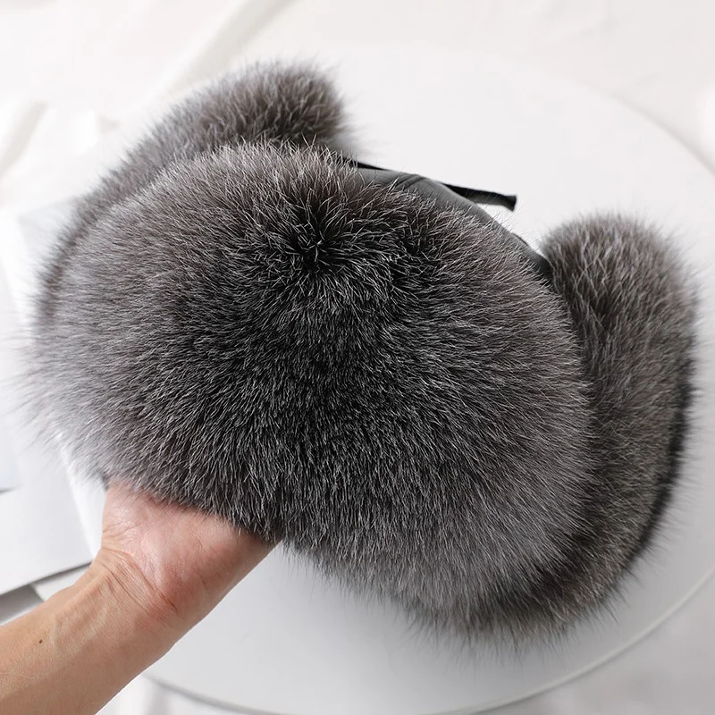 

2023 Fashion Outdoor Ski Hat Winter New Casual Real Fur Fluffy Warm Fox Fur Thickened Leather Men's Ear Protection Lei Feng Hat