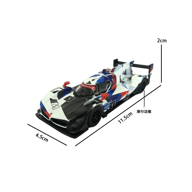 CCA 1:45 BMW M Hybrid V8 Le Mans modello da corsa in lega collezione di lusso ornamenti per auto statici regali di compleanno per bambini