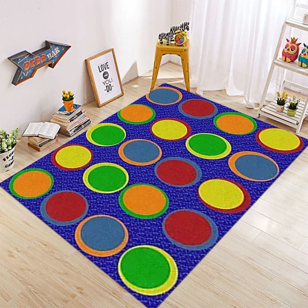 Silly Circles Colorful Abstract Classroom Seating Area Rug for Preschools Daycares Libraries and Learning Centers