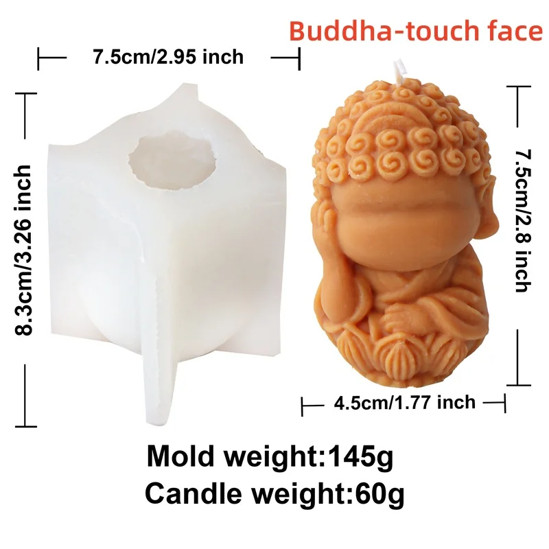 Lotus Base Little Cute Chanting Guanyin Candle Mould Chubby Buddha Sculpture Buddhism No Look Say Listen Statue Silicone Molds