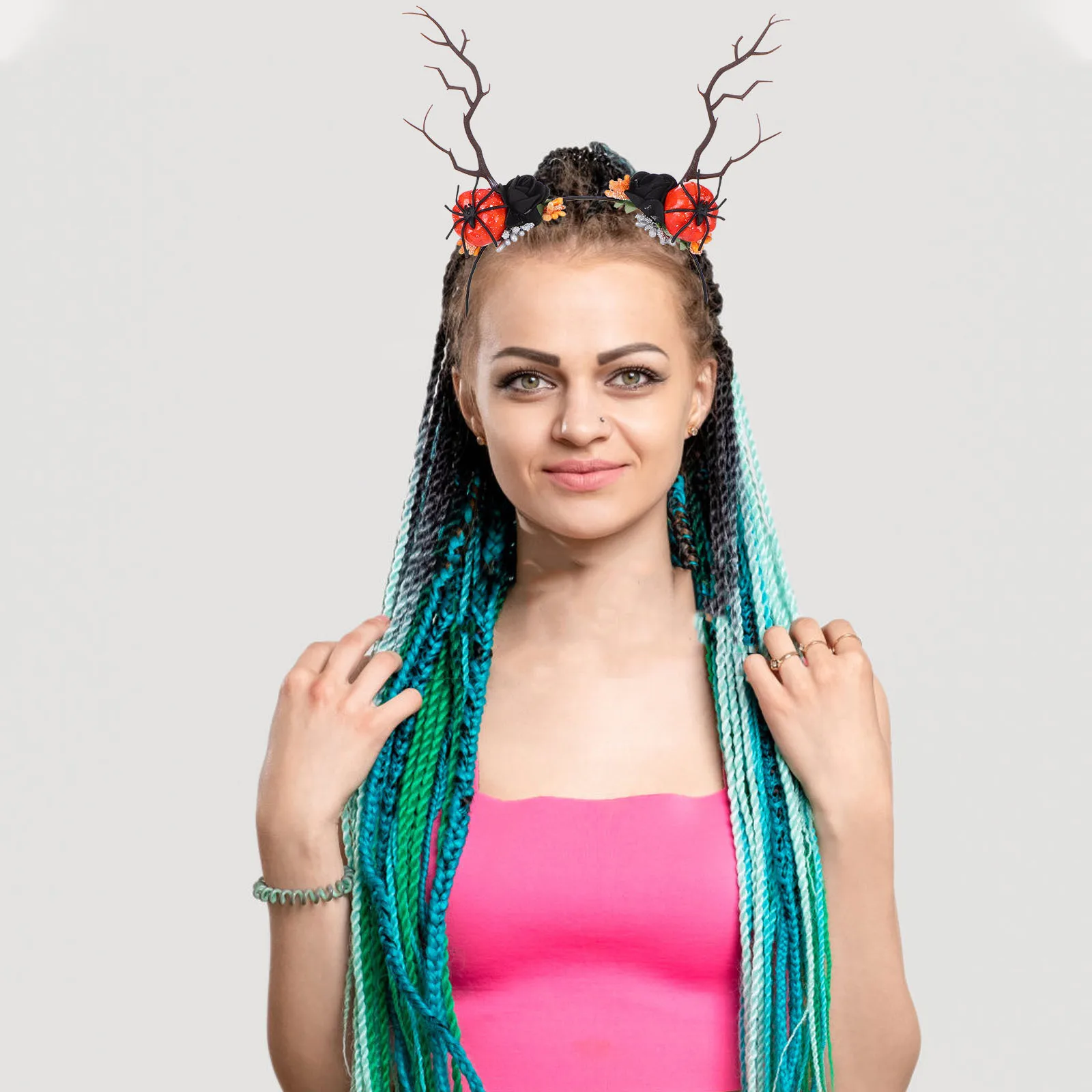 

Simulated Tree Branch Headband For Women Halloween Antler Headpiece Party Festival Cosplay Decor Adjustable Deer Hair Hoop Fall